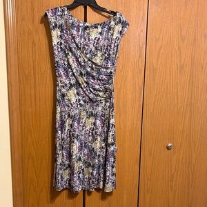 NIC+ZOE One Shoulder Dress in Purple and Cream